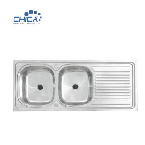 China CH12050B Topmount Kitchen Sink Double Bowl Kitchen Sink Stainless Steel Press Kitchen Sinks wholesale