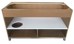 China Oak wood frame with 304# stainless steel metal base hotel bathroom vanity/bathroom cabinet wholesale