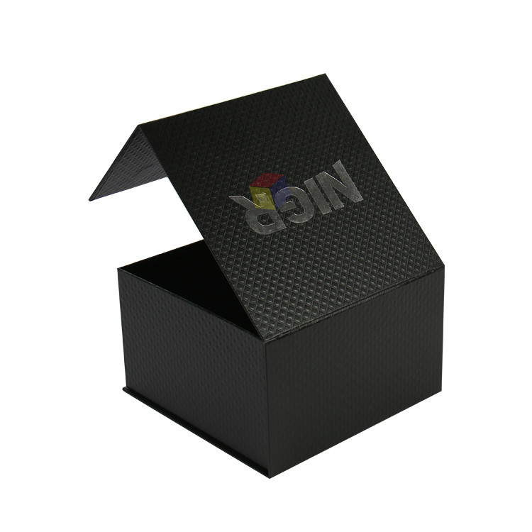 Black Custom Logo Magnetic Close Clothing Gift Fedora Cowboy Hat Box Packaging Texture Paper Cardboard