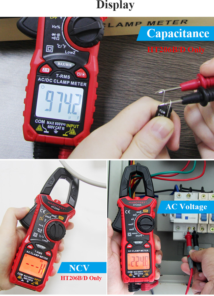 OEM 600A 10nF Digital Clamp Meters Amperometric Clamp Meter