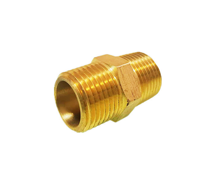1/2" X 1/2" Brass Hex Nipple , 250F Npt Male Thread Brass Fittings Connector Pipe Adapter