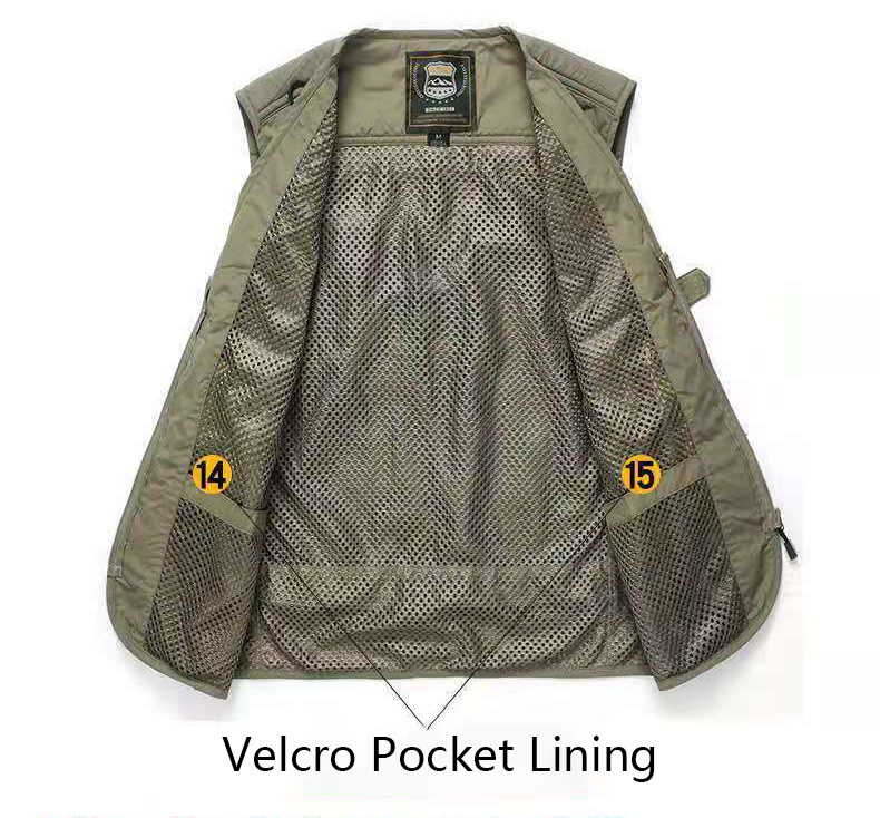 High Quality Breathable Mesh Outdoor Multi-pocket Utility Men's Vests Men's Zipper Fishing Vest Waistcoat For Men