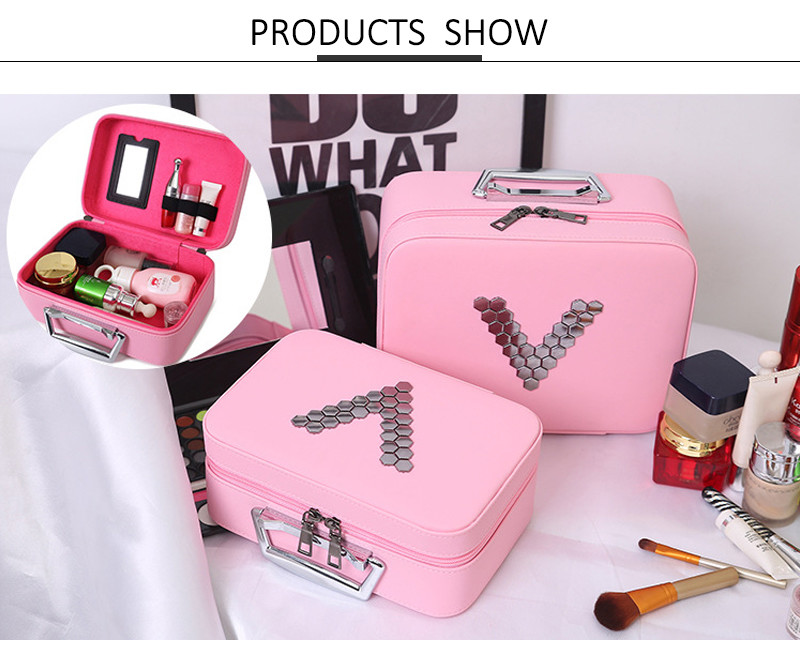 Mirror Ladies Cosmetics Storage PU Makeup Bag Case