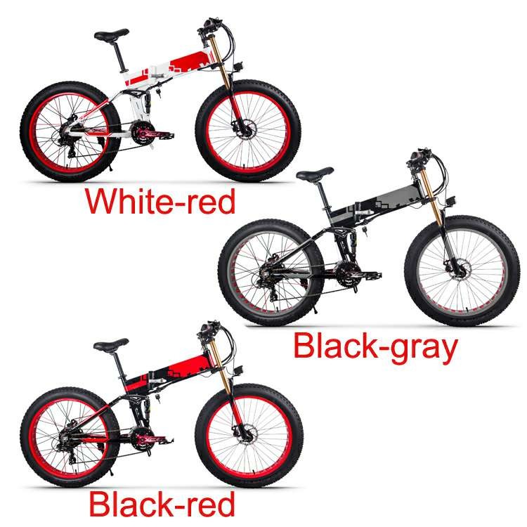 26 Inch Folding Fat Tire Mountain Ebike Huge Tires Full Suspension 350w 48v