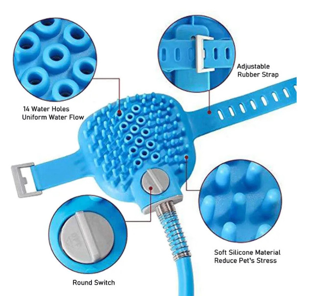 Customized Pet Hair Remover Glove Brush Lightweight Portable Dog Shower
