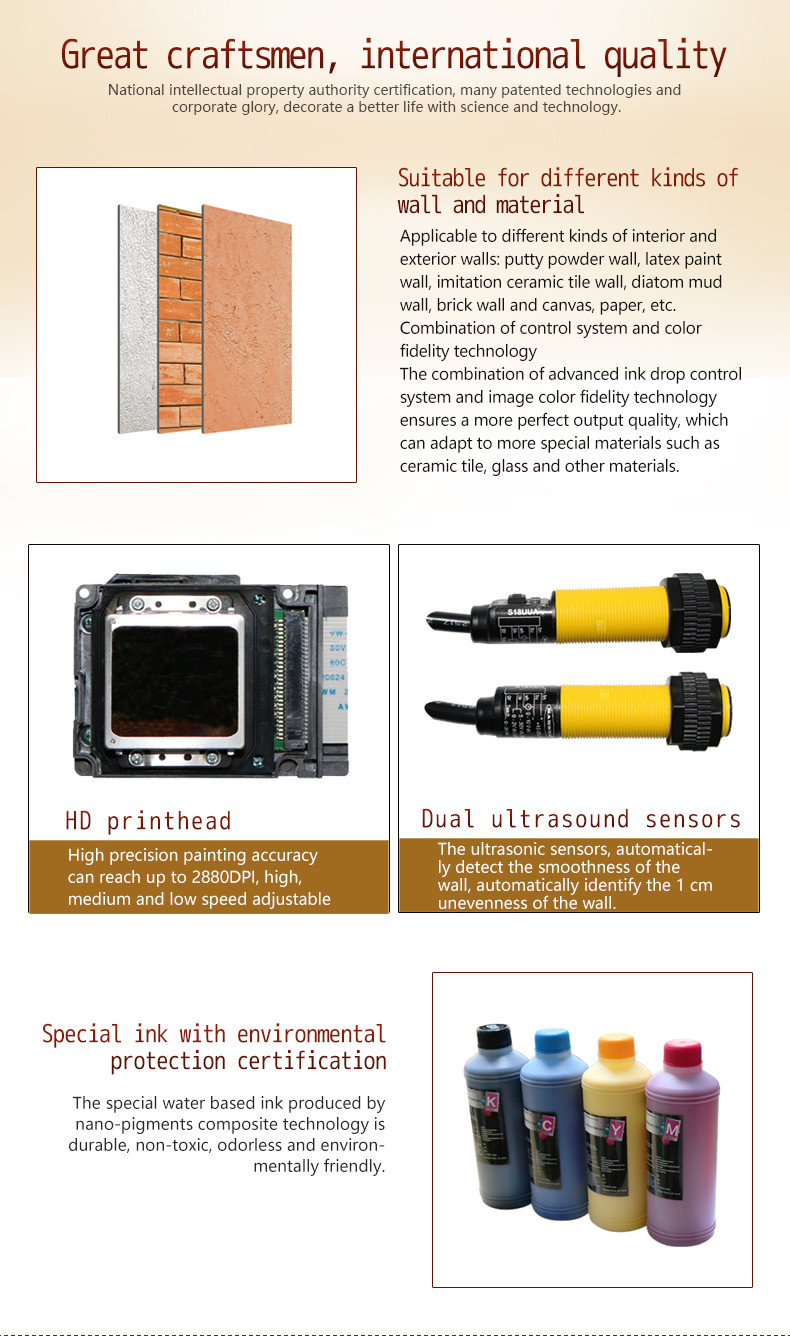 4.3'' Lcd Automatic Wall Painting Machine , Inkjet Wall Picture Printer