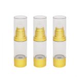 empty clear Gold Airless Pump Bottle for skincare packaging