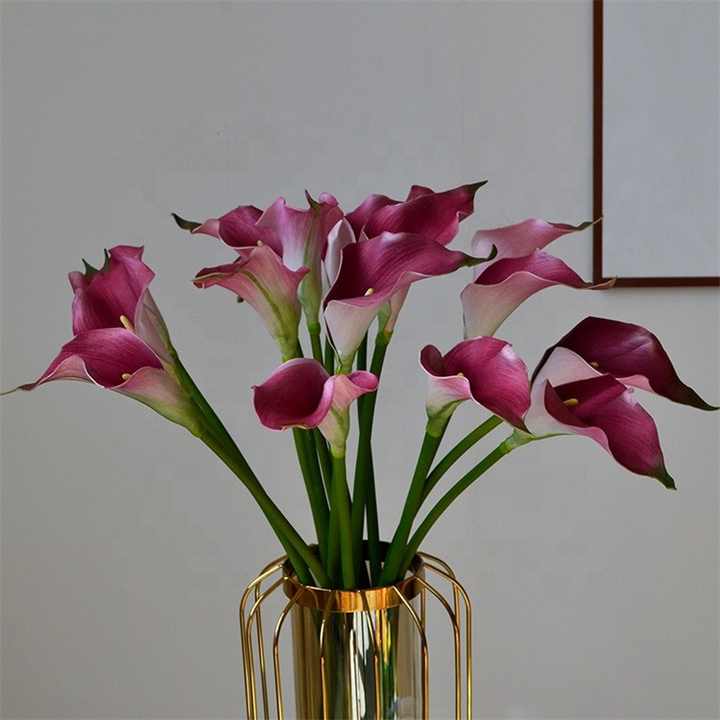 High Quality Real Touch EVA Artificial Flowers White Calla Lily for Table Center Piece Wedding Party Home Decoration