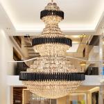 Top luxury Staircase Chandelier Lighting Large Home Decoration Crystal black