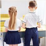 Kids British Kindergarten Primary School Uniform White Short Sleeve Shirt Sets