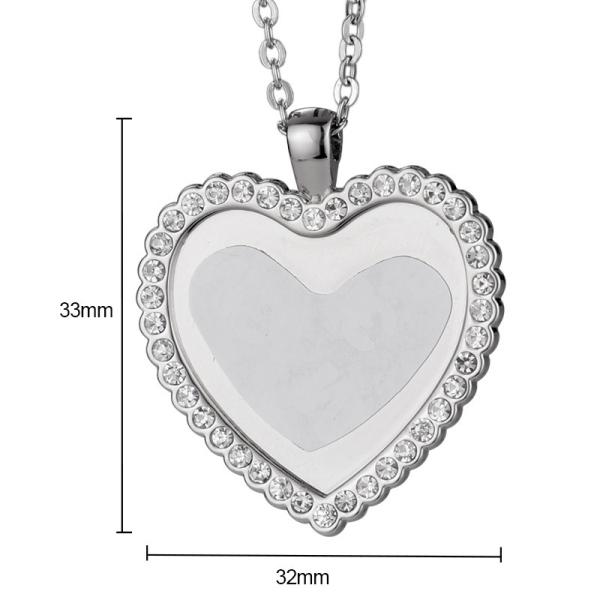 Jewelry Necklace Souvenir Gift Heart Locket Necklace Sublimation Heart Shaped Diamond Necklace