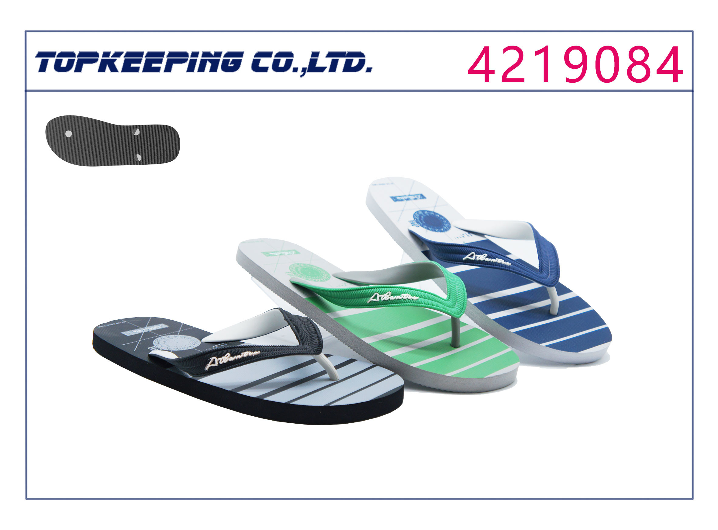 Summer Men PE Slipper PE White Flip Flop Slider Strip