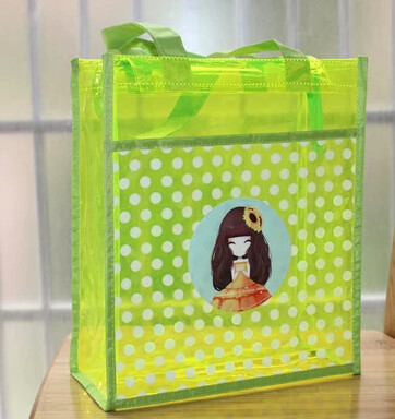 Plastic PVC Handbags Customized Printing iridescent With Button