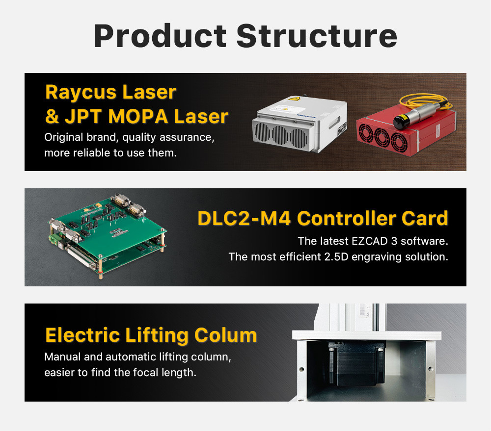 Laser Mopa Marking Machine 2.5D Engraving Machine 50W 60W Metal Color Marking for Jewelry Copper Gold Silve DIY Marking
