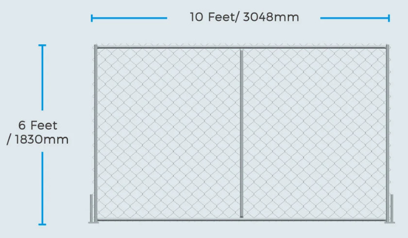 Yellow 2.1m Retractable Temporary Fence 100x200mm Mesh Hole