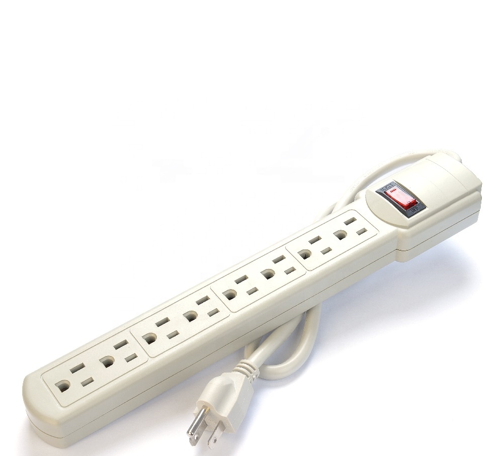 American Standard 6-Outlet Electric Extension Socket Power Strip ETL15A/125V Surge Protector for Home Appliances ETL125V