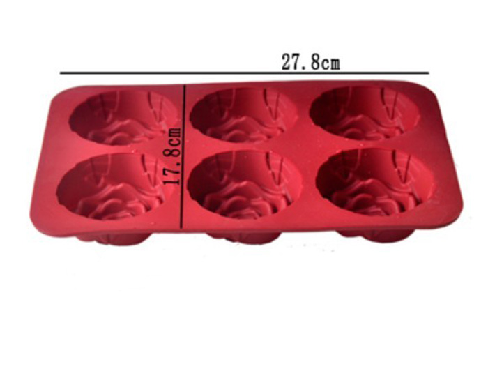Silicone manufacturer Silicone baking tools 6 cups rose flower shaped silicone mold SB-010