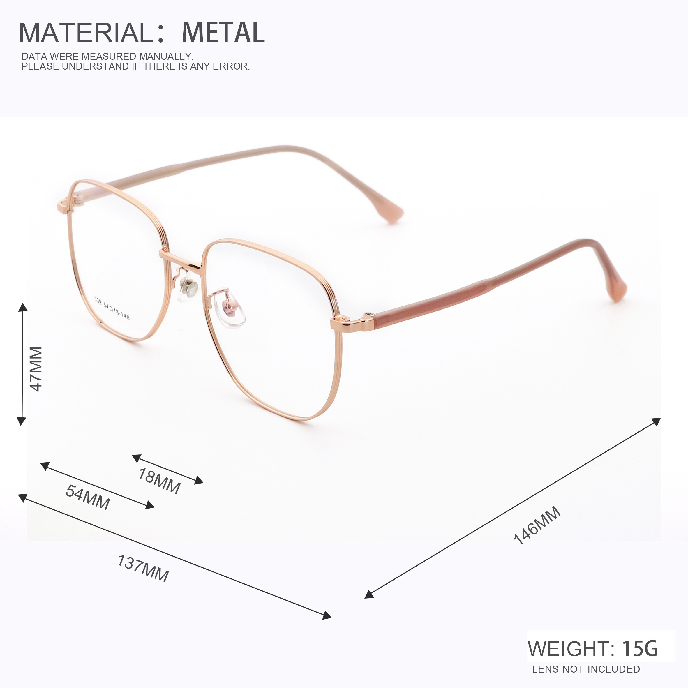 Rectangle Metal Frame Glasses Modern Style Metal Glasses Framework