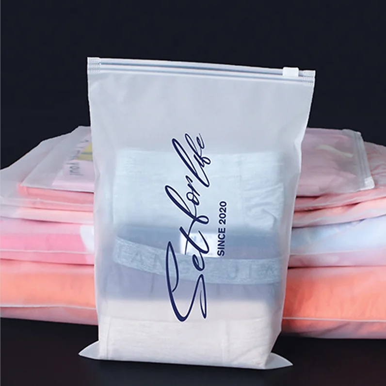 Eco-friendly Custom Printing Plastic Packaging Transparent PE Frosted Zipper Bag