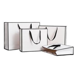 China Gift Craft Industrial Customized Kraft Paper Shopping Bag with Ribbon Handle wholesale
