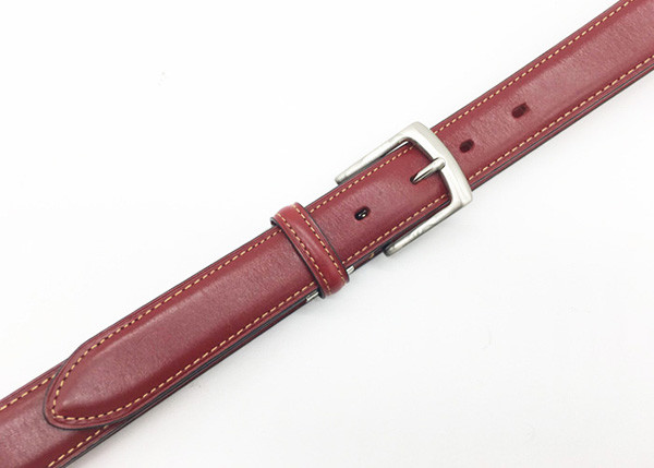 Red Womens Genuine Leather Belt For Jeans With Metal Pin Buckle