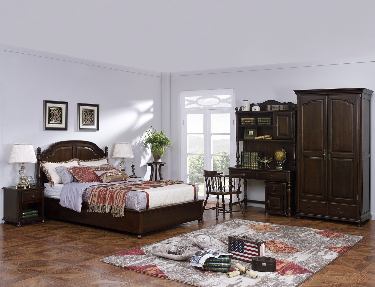 Home Office Study room furniture American style Big Bookcase Cabinet with Display chest can L shape for corner wall case