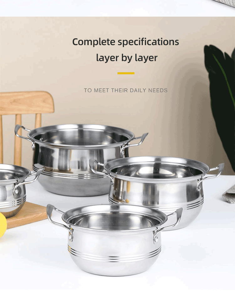Multifunction Stackable Flat Bottom Kitchen Cooking Pot Set Stainless Steel Cookware Set With Lid