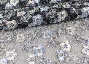 China Floral Design Embroidered Tulle Lace Fabric For Bridal Wedding Dresses wholesale
