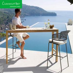 China Outdoor Garden Aluminum Frame Rattan Bar Stool Chair for Hotel Courtyard Patio Furniture wholesale