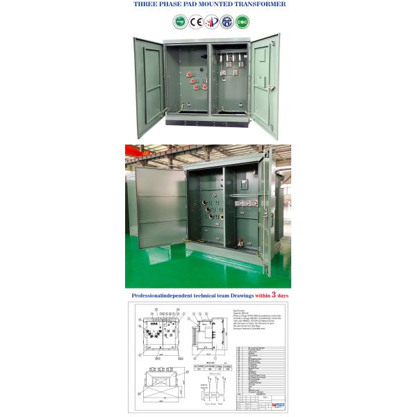 Technical specifications diagram of HENTG Pad-Mounted Transformer