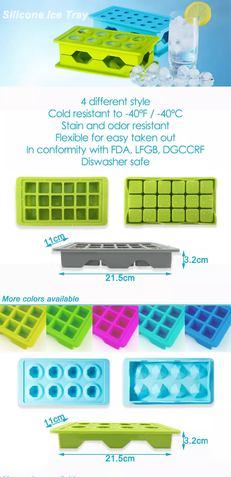 LFGB Reusable Food Grade Silicone Ice Cube Maker