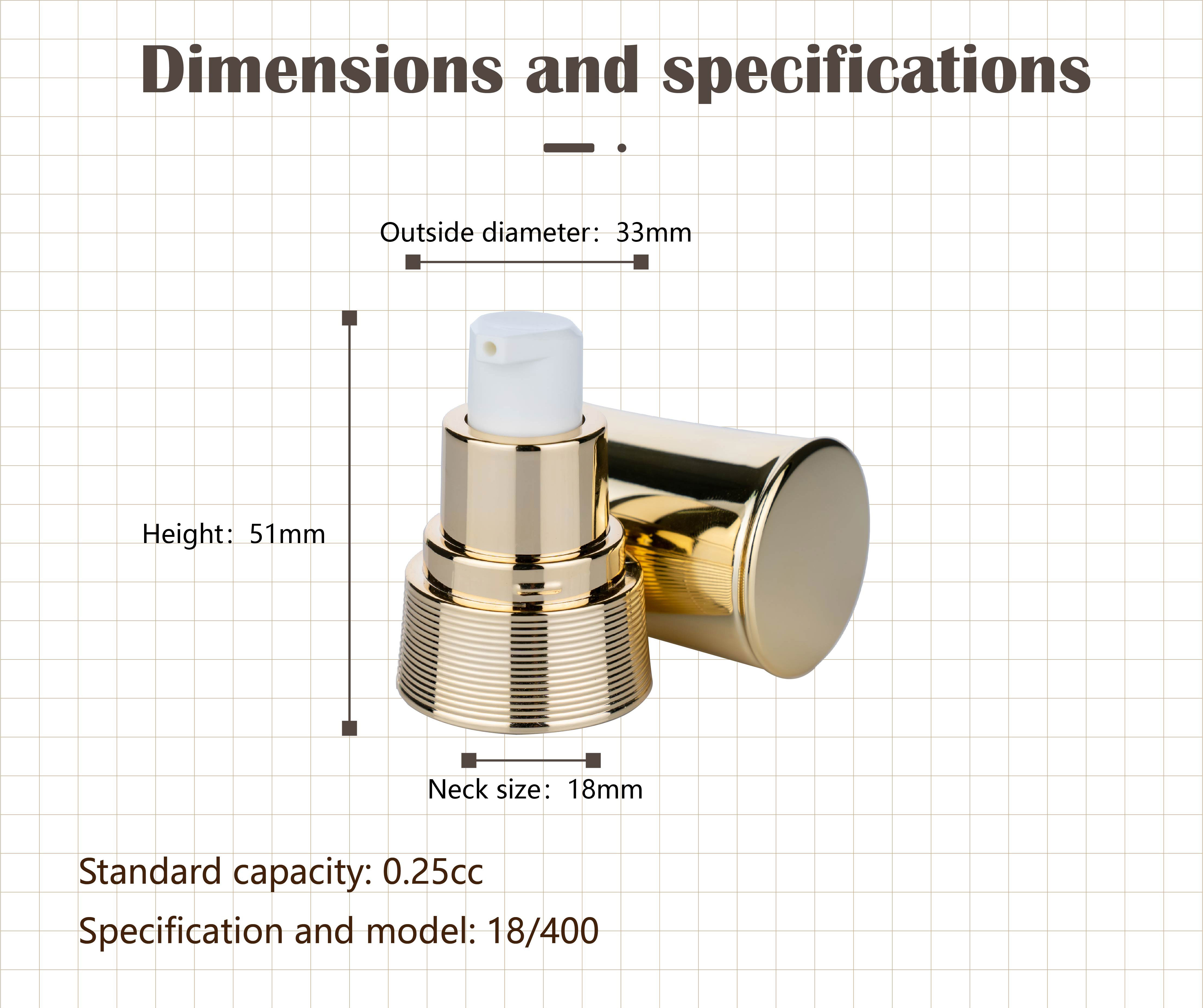 18/400 White and Gold Electroplated Aluminum Foundation Pump Head Cream Pump Green Bottle for Personal Care and Cosmetics