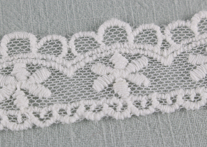 Floral Embroidered Lace Trim Scalloped Mesh Lace Ribbon For Fashion Dress Designer