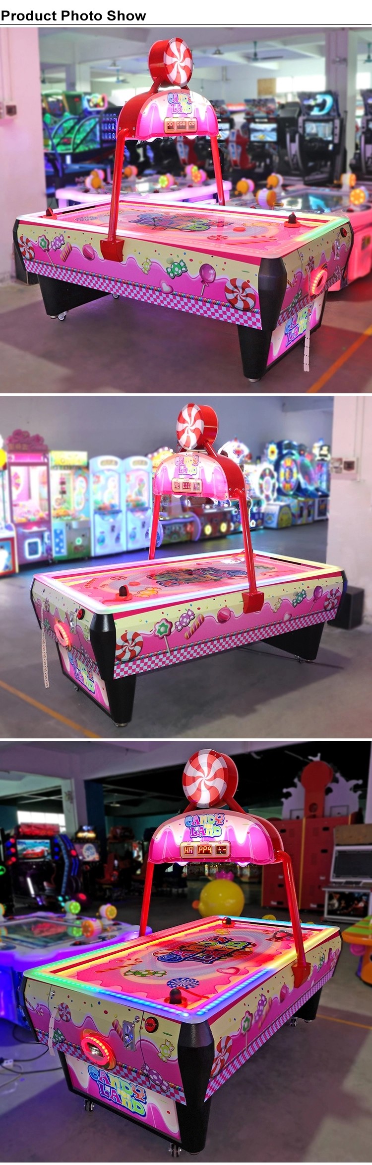 Candy Land Children'S Air Hockey Table With Lights Heavy Weight Durable