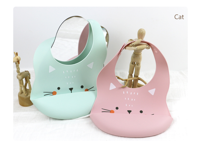 Printing Animal Pattern Silicone Baby Bib Waterproof Antibacterial