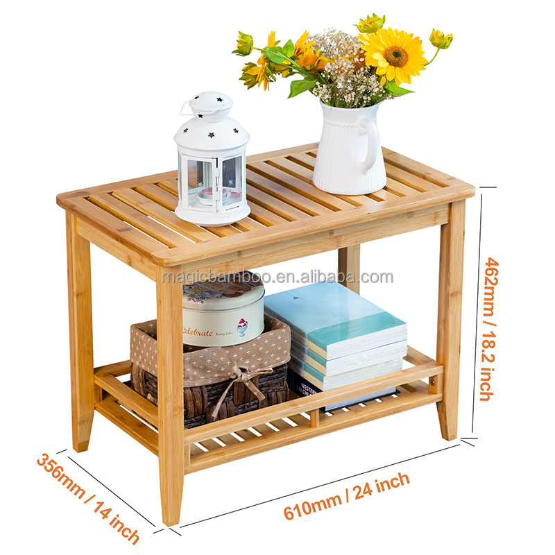 Transform Your Shower Experience with this Bamboo Shower Bench Stool and Storage Shelf
