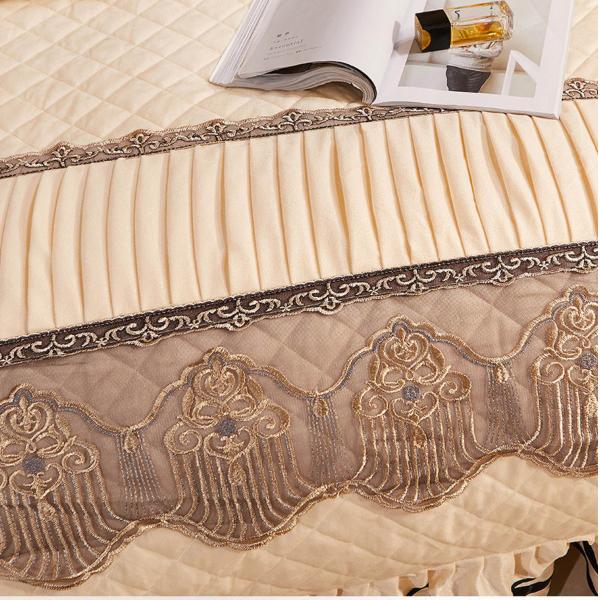 Wedding Four-piece Kit Bedding Set with Easy Care Fade-Free Embroidery Lace Bed Skirt