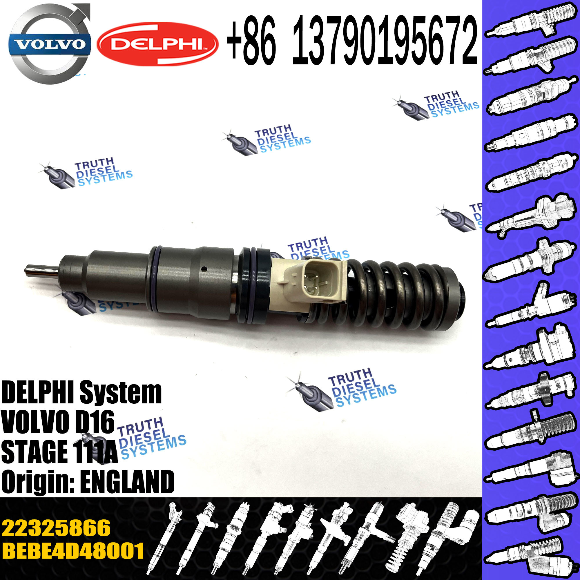 High Quality Diesel Fuel Injector 22325866 BEBE4D48001 For VOL PENTA MD STAGE II