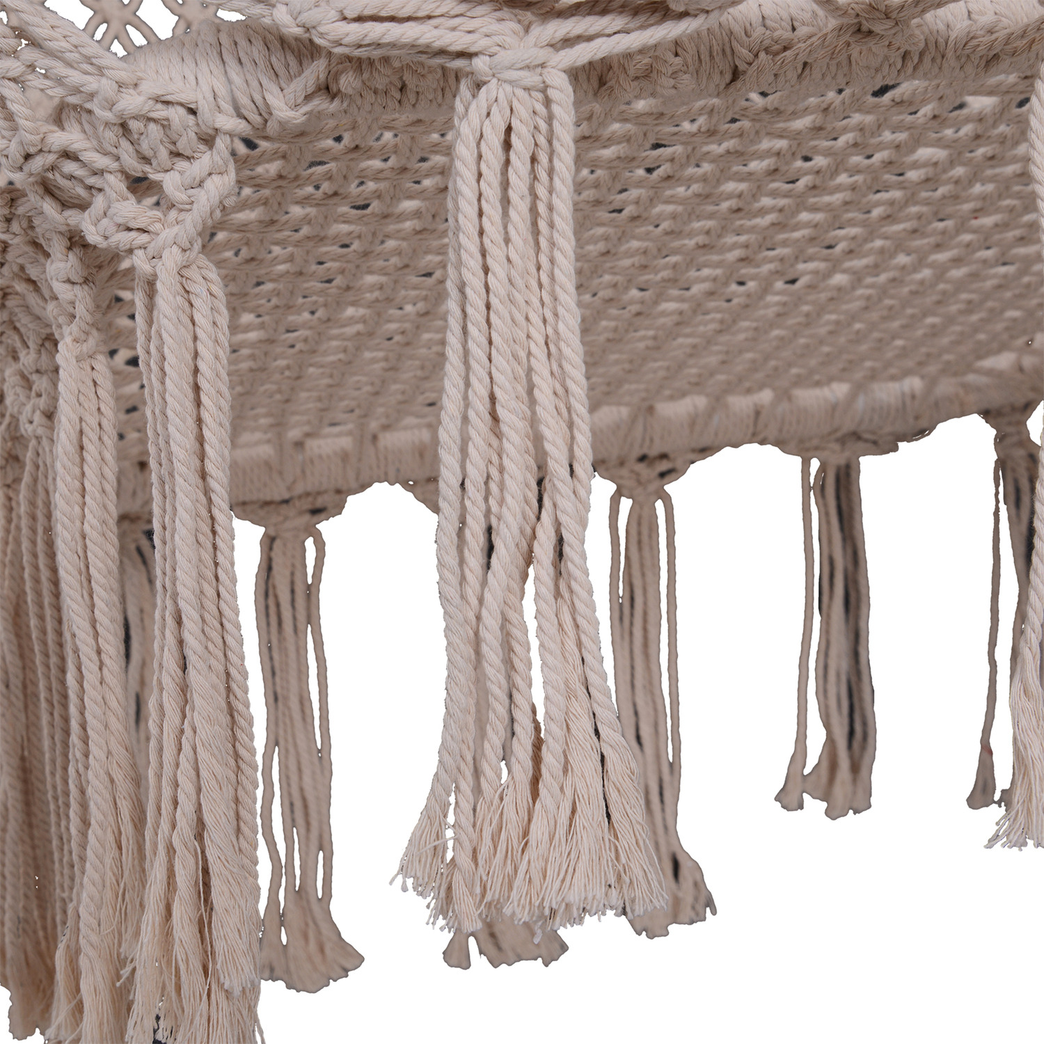 AJUNION Macrame Hammock Hanging Swing Chair Metal Frame Cotton Rope Mail Packing Y