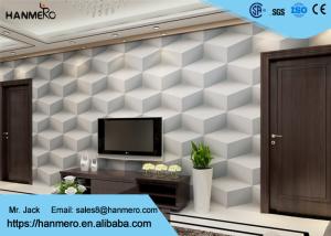 China Gray Colro 3D Home Wallpaper Removable , 3D Effect Geometric Modern Wallpaper wholesale