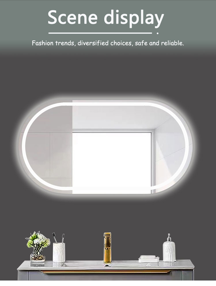 Hotel Home Bathroom Decoration LED Lighted Triple Color Lights Waterproof Vanity Mirror