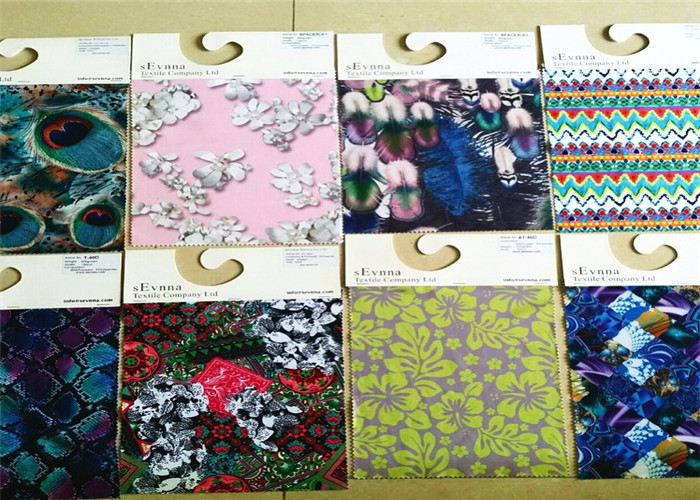 Illustrated Nature Stretch Polyester Fabric , Full Matte Organic Polyester Fabric