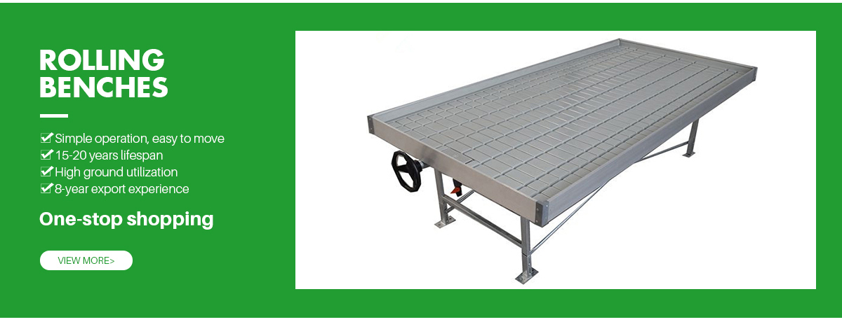 ABS Panel Hydroponic Seedling Greenhouse Rolling Benches 1.22m/4ft Width