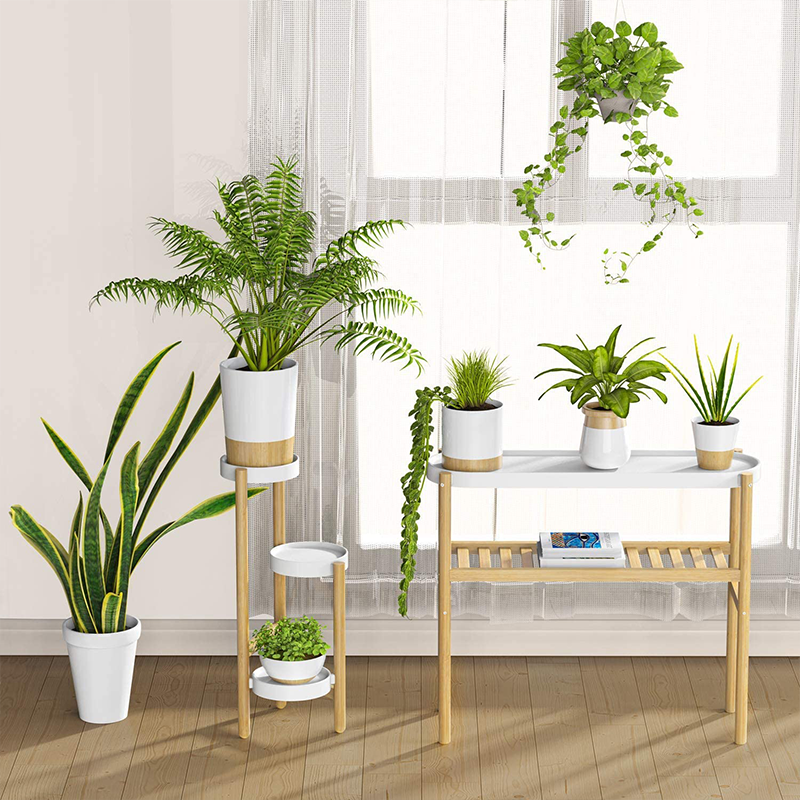 Multi-tier Bamboo Flowers Storage Stand Pots Rack Display Plants Holder for Indoor