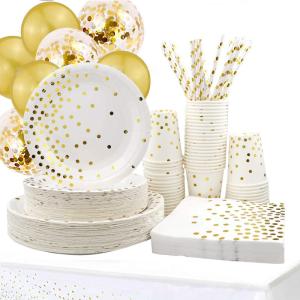 China Birthday Party 100 Biodegradable Bronzing Dots Disposable Dishware wholesale