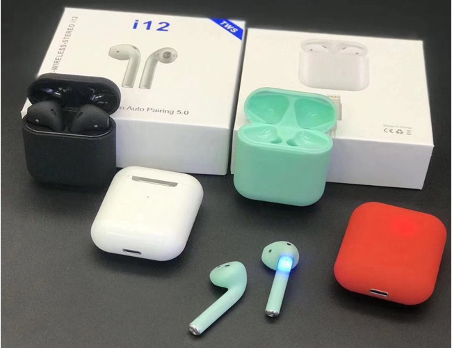 Portable Mini TWS Bluetooth On Ear Headphones Earbuds I12 With Amazing Stereo Sound
