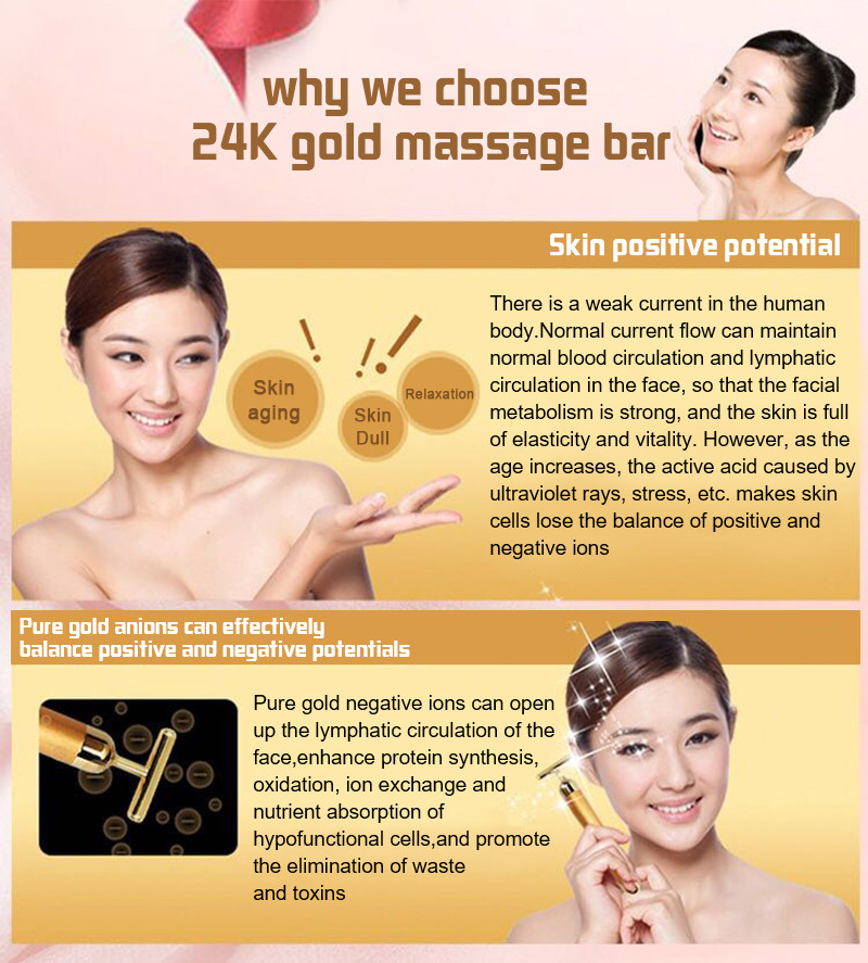 Beauty Bar 6000VPM 24k Golden Pulse Facial Massager