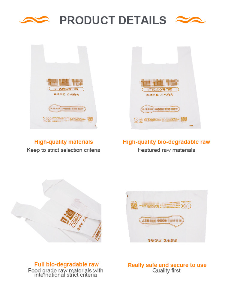 Biodegradable Material Plastic Packaging Bag Shopping T Shirt Poly Bags 25x14cm
