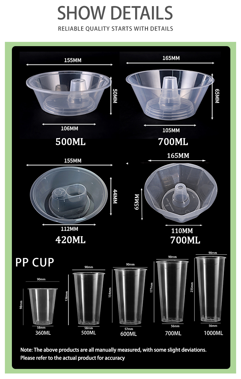 2 in 1 Black Plastic Cup with Holder Snack and Drink in One Cup Hotpot Bubble Cup With Bowl on Top