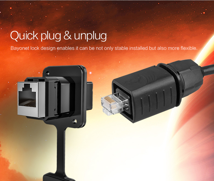 IP67 Waterproof RJ45 Connector Plug to Socket Panel Mount Connector RJ45 Network Cable RJ45 Male Cat6 Connector